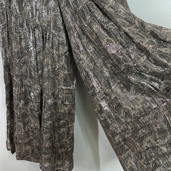 Kobi Halperin Isle Paisley Metallic Chiffon Tiered Wide Leg Pants Size Small - Picture 4 of 10